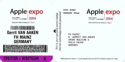 Eintrittskarte apple|expo
