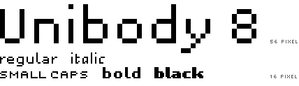 Unibody 8 regular italic small caps bold black