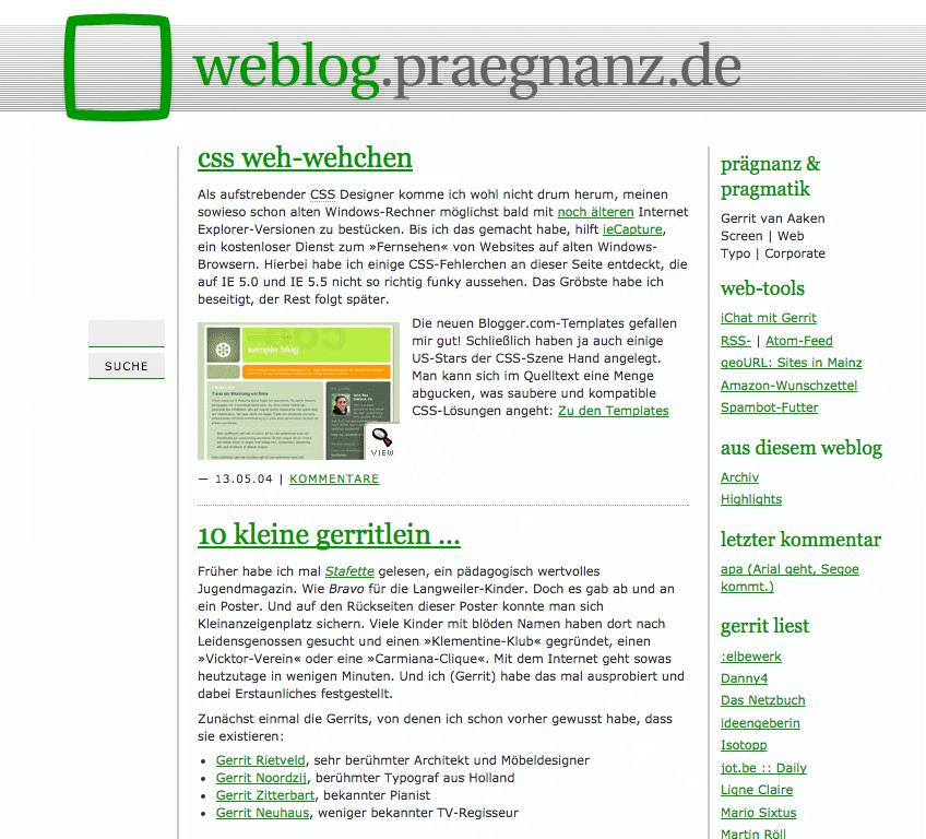 Screenshot von praegnanz.de v1
