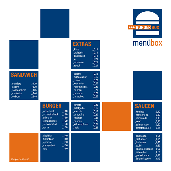BurgerBox Speisekarte