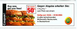 Gutschein �ber zwei BigM�cs