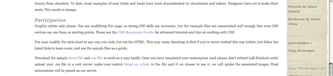 Screenshot vom css Zen Garden