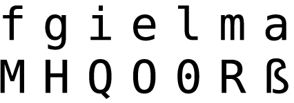 Buchstaben der Vera Sans Mono