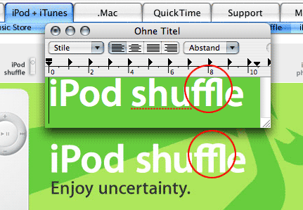 iPod shuffle Typoanalyse