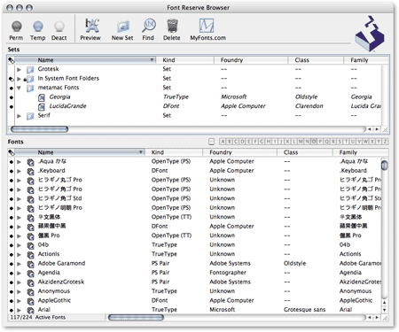Screenshot von FontReserve